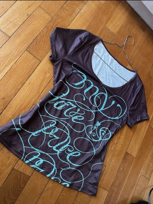 V-neck shirt Shein brand new with rhinestones, size L 40 12, brown turquoise