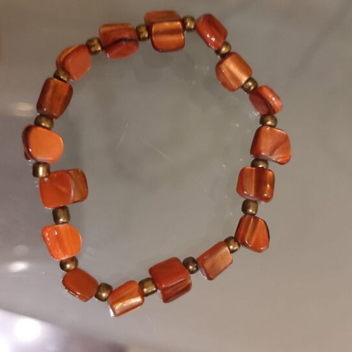 Summer elastic bracelets beige and orange like new, set of two