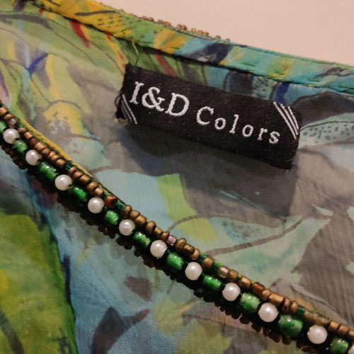 One Shoulder Blouse with Pearls and Beads like new, multicolor