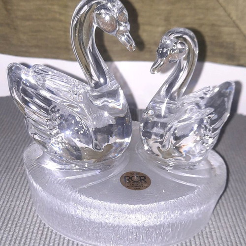 Crystal swans Wildlife Famiglie di Cristallo RCR new