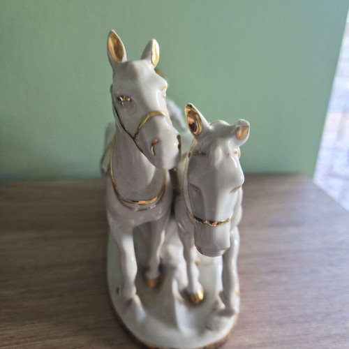 Gerold Porzellan decorative figure used with gold details and authenticity stamp