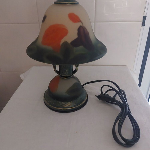 Touch lamp made of opaline hand-painted, new
