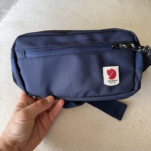 Waist bag new, blue, with 3 compartments and hidden pocket