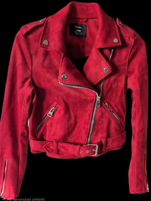 Biker jacket vegan suede Bershka red like new XS