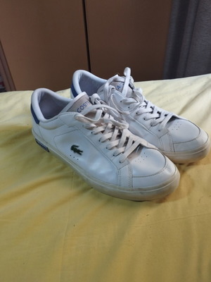 Lacoste leather sneakers size 45 like new, white and blue