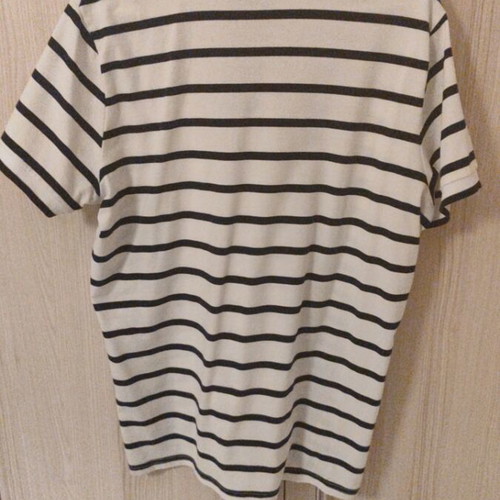 Men's striped t-shirt with Mao collar XL like new, white and blue