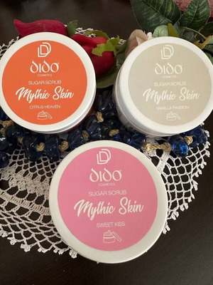 DIDO Sugar Scrub Mythic Skin new with Sweet Kiss, Citrus Heaven, Vanilla Passion scents