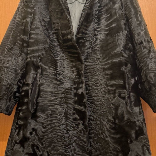Women's coat natural astrakhan fur size large used, black