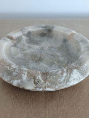 Marble ashtray in light gray beige color like new