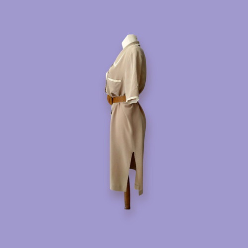 Vintage 100% silk dress like new, size L-XL, beige