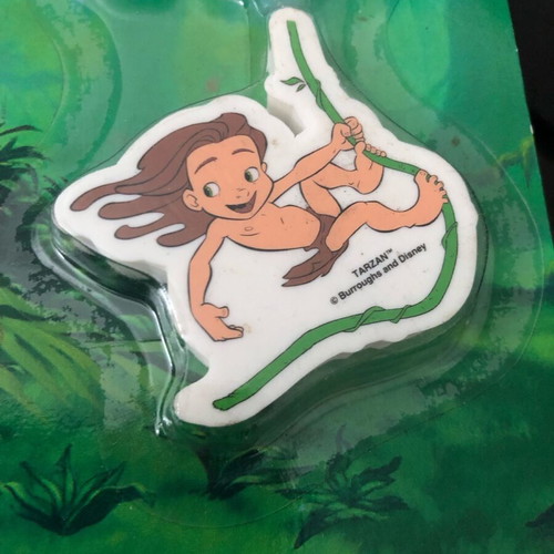 Tarzan Disney school set new with 3 pencils, 2 erasers, keyrings, notecards and envelopes, stamp set 1999