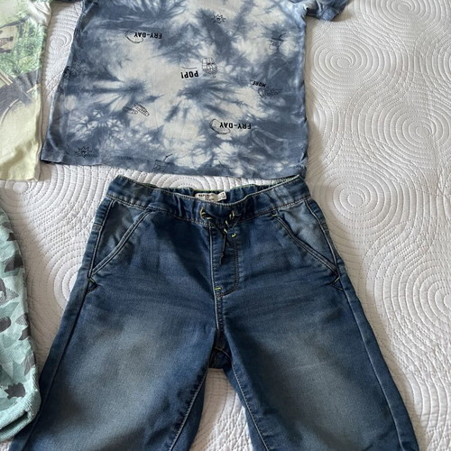 Benetton boys' clothing set like new, size 7-8, grey and blue