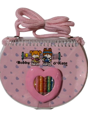 Vintage Bobby & Kate notebook bag with 80s colored pencils new collectible