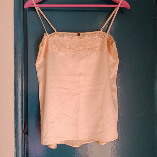 Benetton lingerie blouse with adjustable straps, like new, beige