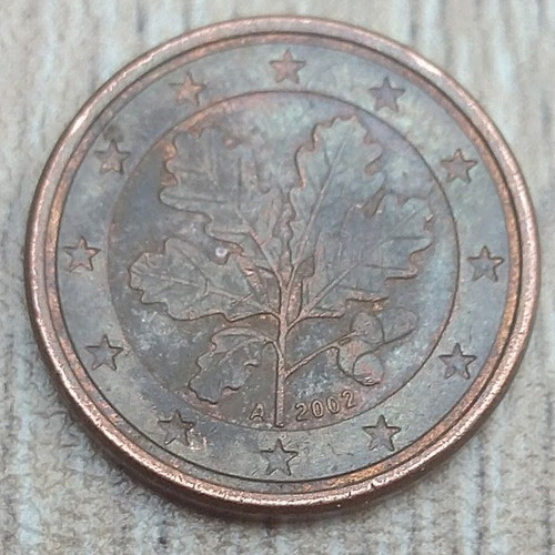 German 1 Euro Cent Coin used, 2002, Berlin Mint