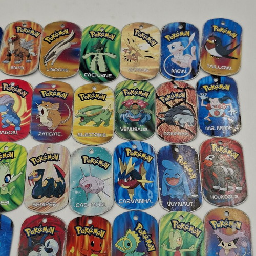 Pokemon metal tags used, lot of 50 original 2006