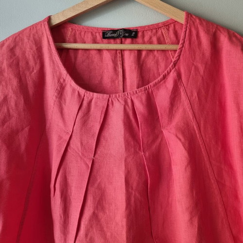 Linen dress like new, cotton blend, watermelon color, size L
