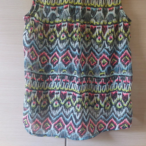 Colorful shirt blouse with transparency Size Large like new