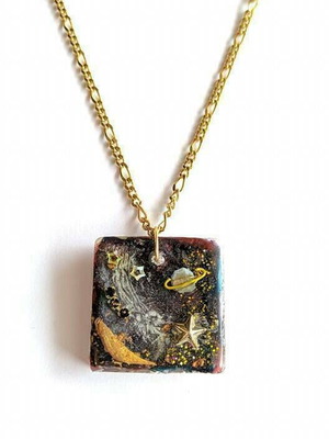 Handmade DIASIMA pendant with resin and stainless steel chain