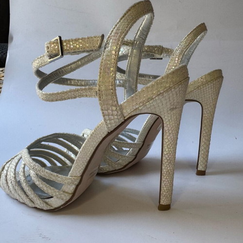 White high heel leather bridal sandals like new