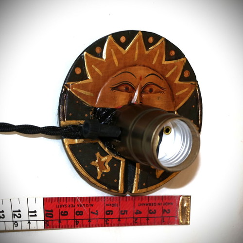 Art Decor Sun Table Lamp with Teak Wood Base and 2800K Warm Light