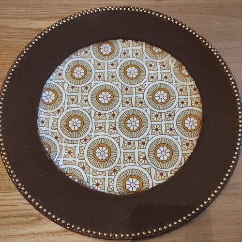 Vintage decoupage serving platter, handmade, 33 cm