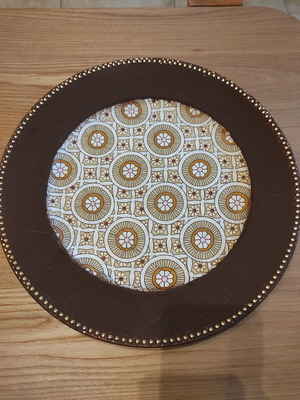 Vintage decoupage serving platter, handmade, 33 cm