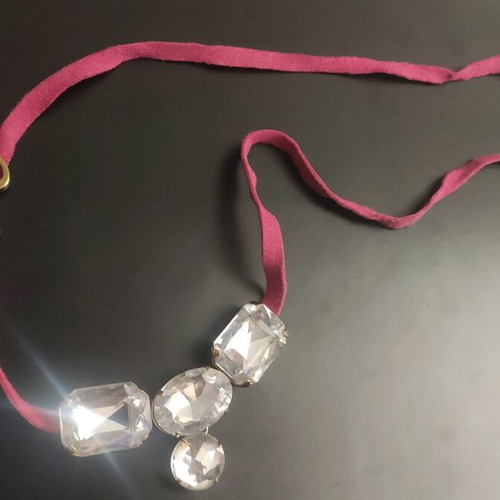 Dolce and Gabbana D&G pink suede leather necklace new