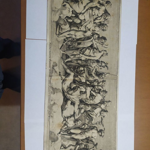 Original woodcut with the gods of Olympus used
