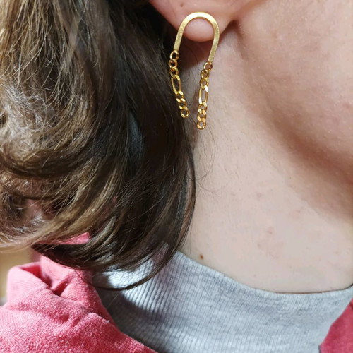 Gold chain earrings used, gold-plated silver S925