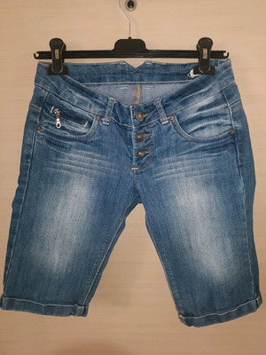 Terranova blue cotton denim bermuda shorts used, size S