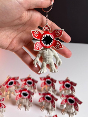 Demogorgon keychain with moving parts and Stranger Things logo like new