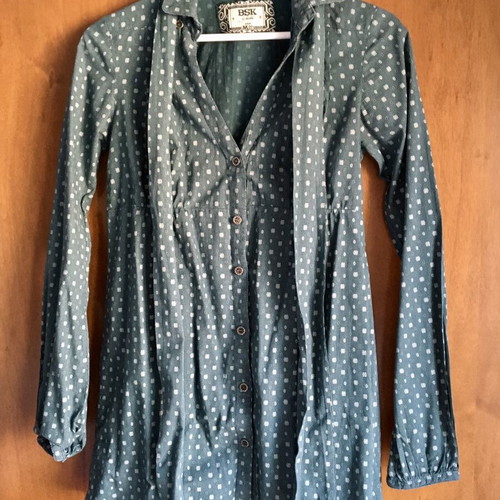 Bershka women's shirt with tie, dark green, size S