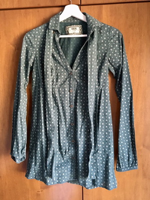 Bershka women's shirt with tie, dark green, size S