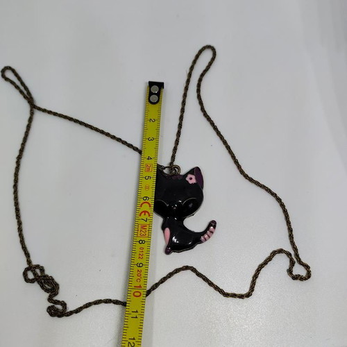 Black Cat Necklace with Enamel Details like new