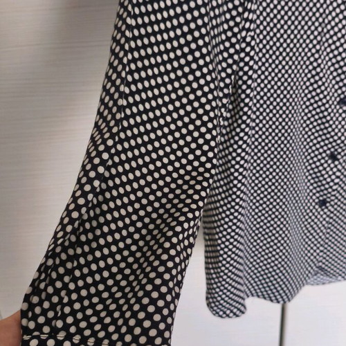 More women's long-sleeve shirt used, black with white dots, size S