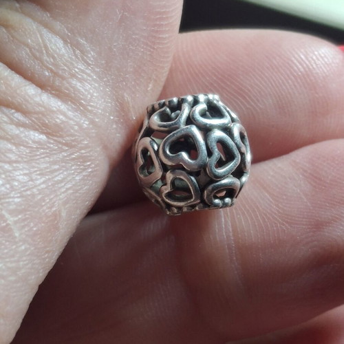Pandora charm with hearts, silver