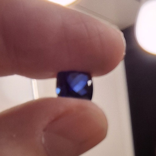 Artificial sapphire like new, dark blue, approx. 1cm x 1cm