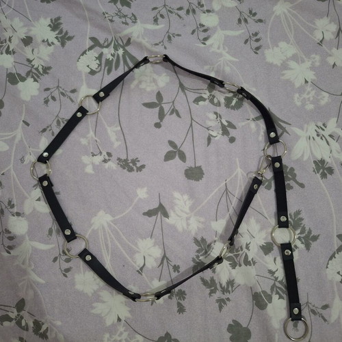 Belt with rings, black, adjustable