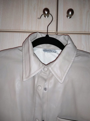 Leather shirt new beige, size S