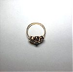  Χρυσό δαχτυλίδι 18Κ με ζαφείρι και ζιργκόν, 4.9γρ., νούμερο 54.