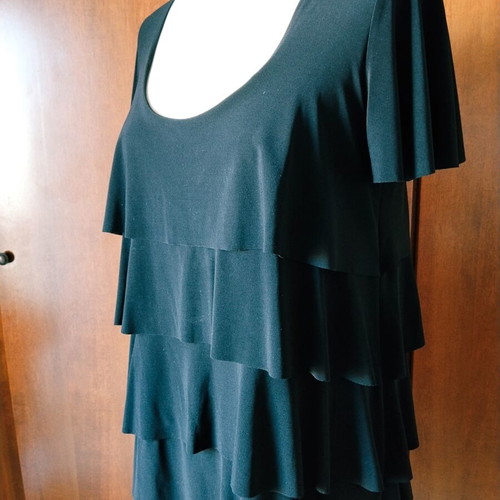 Ricordi Black Midi Dress with Ruffles and Open Back L/XL like new