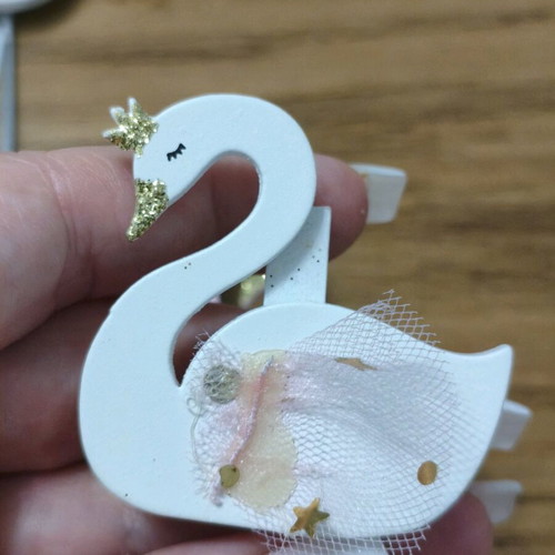 Wooden swans 5cm new decorative set
