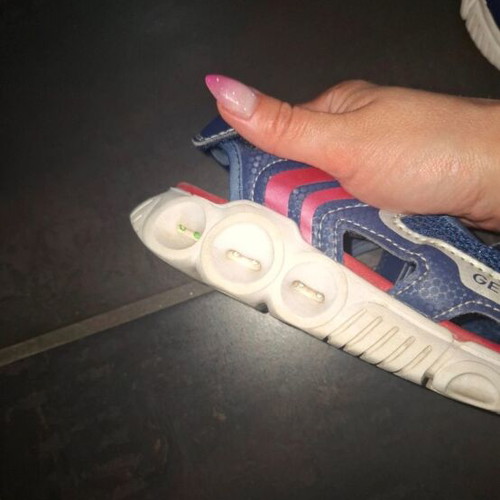 Geox kids sandals with lights, used, size 30, blue and red