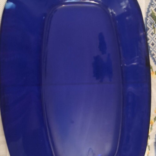 Vintage Bormioli Rocco Oval Glass Platter Cobalt Blue like new