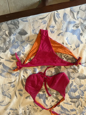 Benetton women's swimsuit used, pink and orange, size S 36