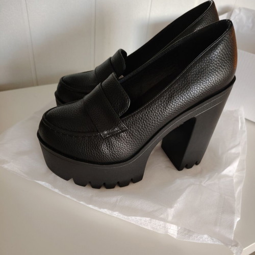 Women's black platform high heel shoes, size 36