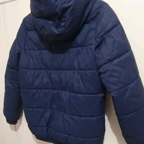 Benetton jacket for 12 years like new, navy blue with hood and fur lining