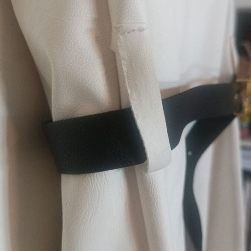 Elastic leather dress used, white, with padded shoulders