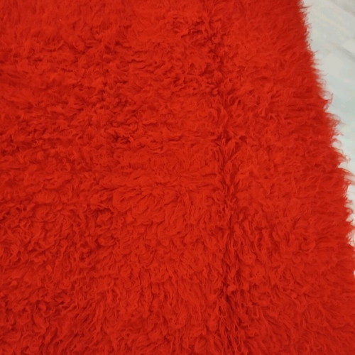 Red wool woven flokati rug like new